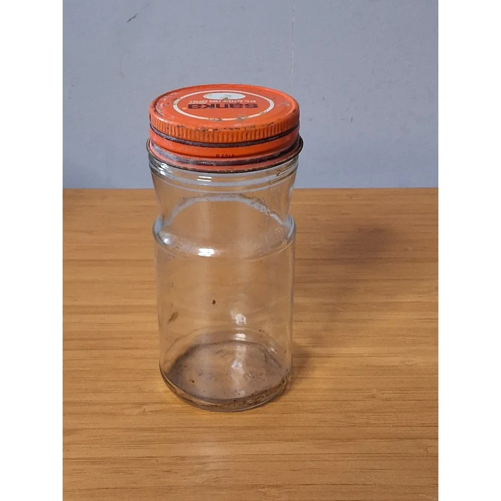 Vintage Coffee Jar Lot Folgers Tasters Choice Sanka Glass Jars with Lids 4pc